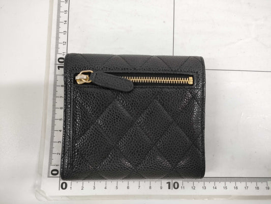 CHANEL Matelasse Caviar Leather Tri-fold Wallet, No. 22, Black