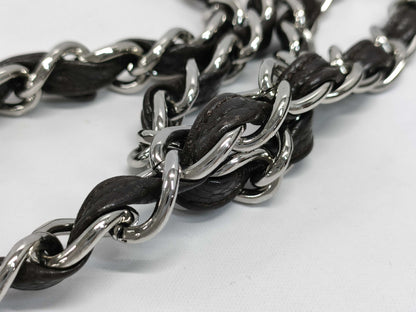 CHANEL Matelasse A47600 Brown Caviar Leather Shoulder Bag with Silver Hardware and Chain, Size 14, S-Flap