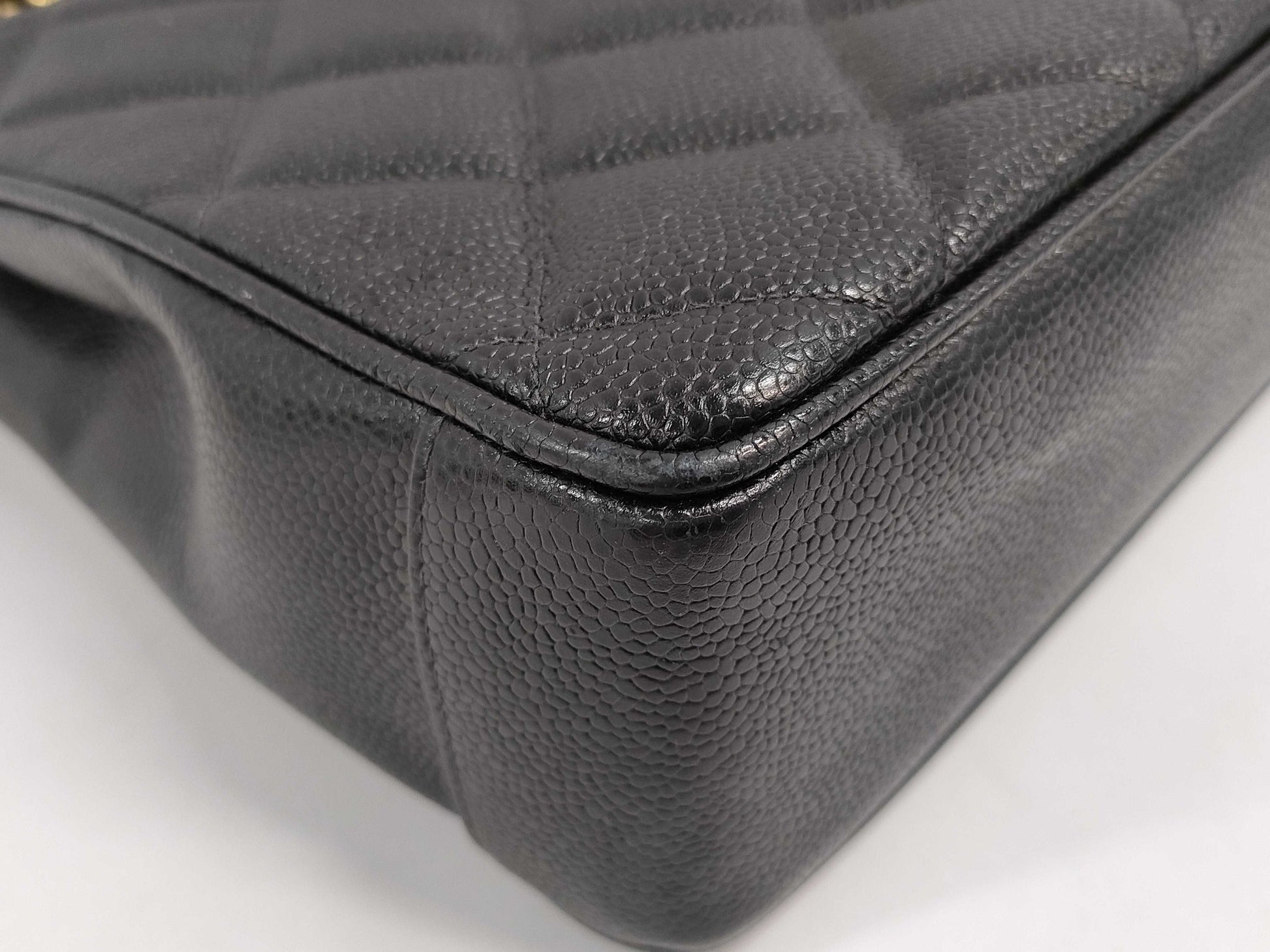 CHANEL Coco Mark Caviar Skin Tote Bag Chain Tote Bag with Certificate Seal