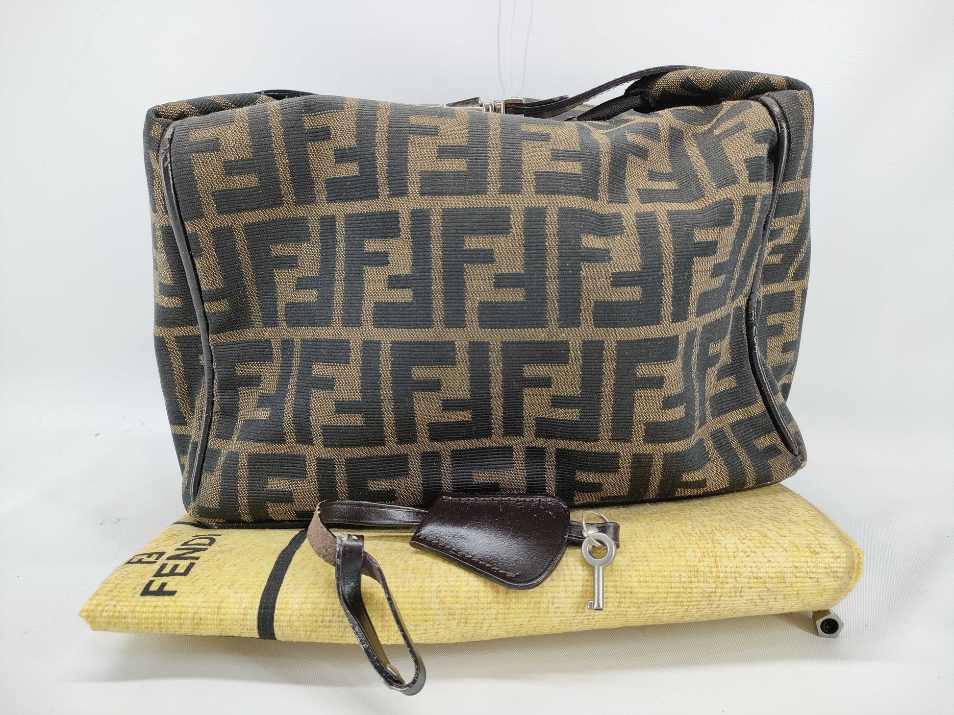 FENDI Zucca pattern pouch with locking hardware