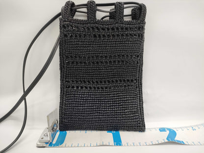 LOEWE Raffia Drawstring Pocket Shoulder Bag, Black, Box and Dust Bag Included