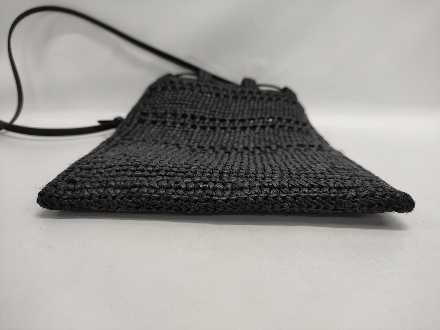 LOEWE Raffia Drawstring Pocket Shoulder Bag, Black, Box and Dust Bag Included