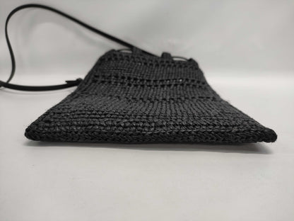 LOEWE Raffia Drawstring Pocket Shoulder Bag, Black, Box and Dust Bag Included