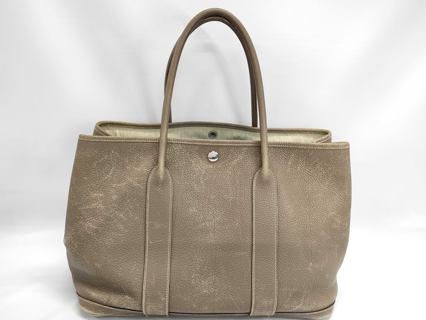 HERMES Garden Party PM □N Stamp 2010 Negonda Etoupe Tote Bag