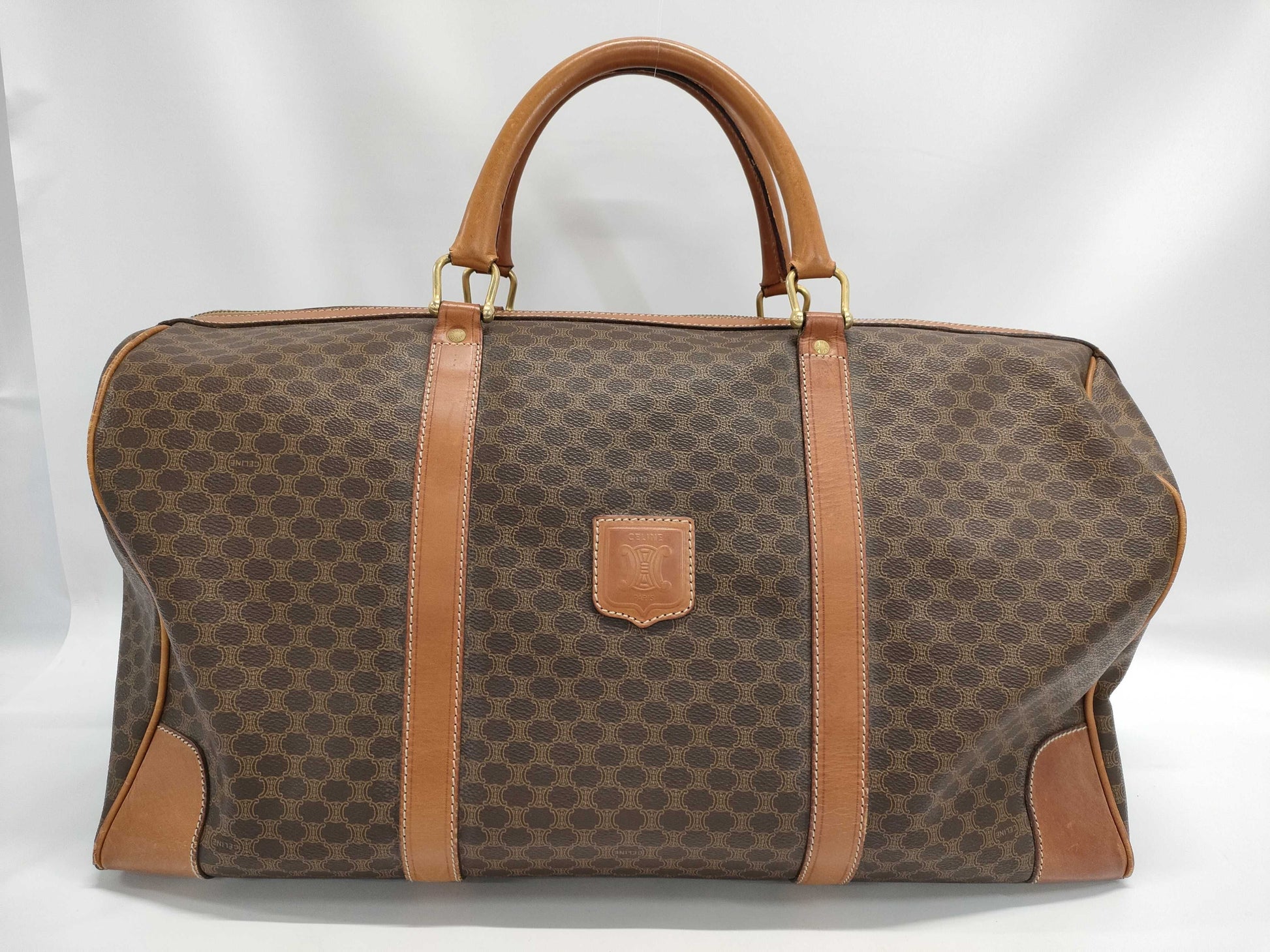 CELINE Macadam Boston Bag in Brown Leather with Padlock