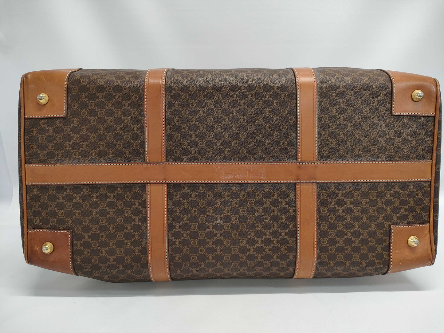 CELINE Macadam Boston Bag in Brown Leather with Padlock