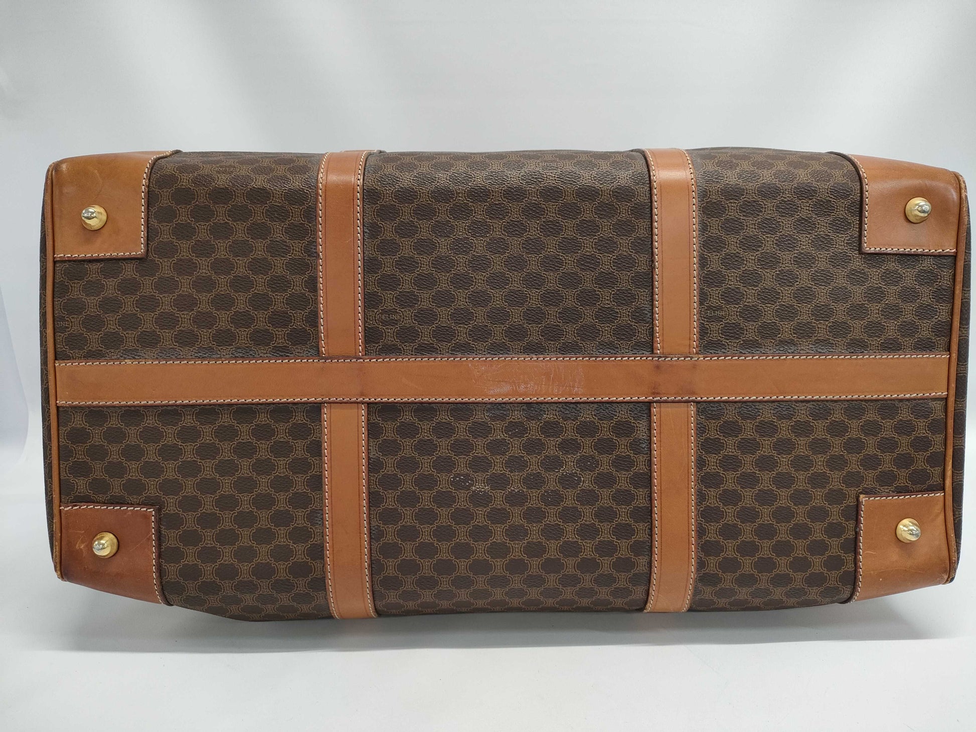 CELINE Macadam Boston Bag in Brown Leather with Padlock