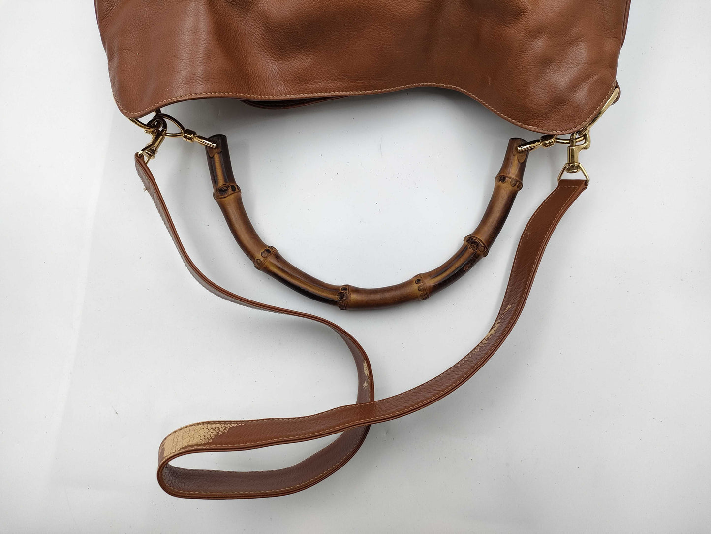 GUCCI 011.1781.1577 Bamboo 2-Way Brown Handbag with Strap and Dust Bag