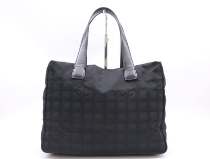 CHANEL New Travel Line A15991 Nylon x Leather New Travel Line Black Tote Bag