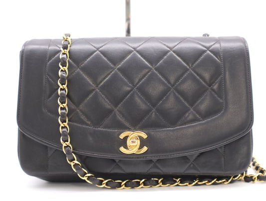 CHANEL Diana 25 Lambskin Shoulder Bag in Black with Seal 3408335