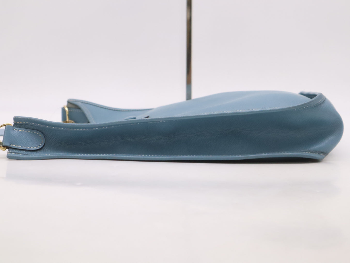 HERMES Evelyn Taurillon Clemence K Stamp Evelyn 1GM Blue Jean Shoulder Bag with Shoulder Strap