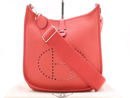 HERMES Evelyn Leather Shoulder Bag, 3PM, Orange, with Sterling Silver Hardware, Dust Bag, □N Stamp, 2010