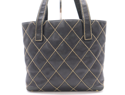 CHANEL Lambskin Wild Stitch Tote Bag Black Seal 8318473 Tote Bag