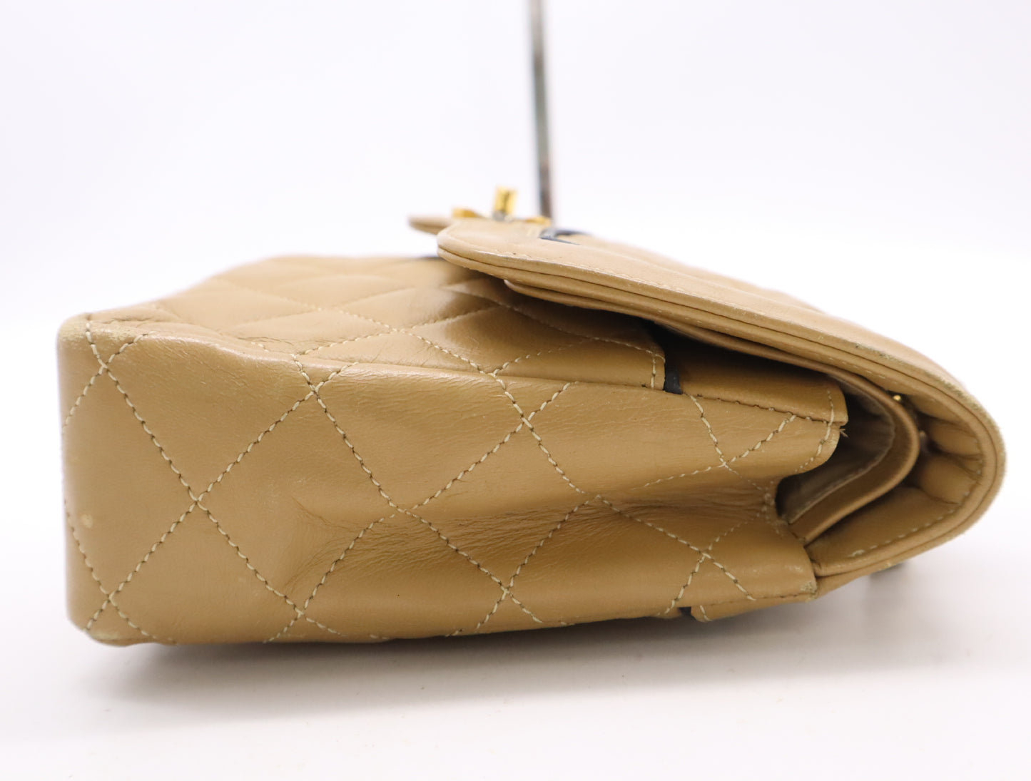 CHANEL Matelasse 22 Lambskin Shoulder Bag with Double Flap, S Chain, GD Hardware, Beige Seal, 186098