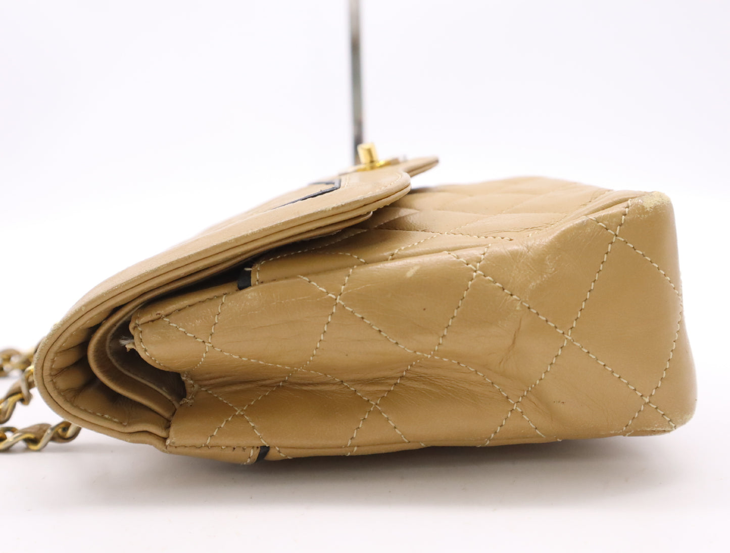 CHANEL Matelasse 22 Lambskin Shoulder Bag with Double Flap, S Chain, GD Hardware, Beige Seal, 186098