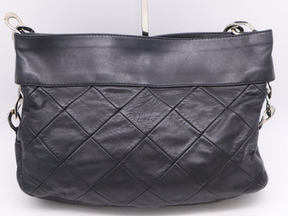 CHANEL Lambskin Lambskin Logo Chain Tote with Silver Hardware and Black Seal 11554345 Tote Bag