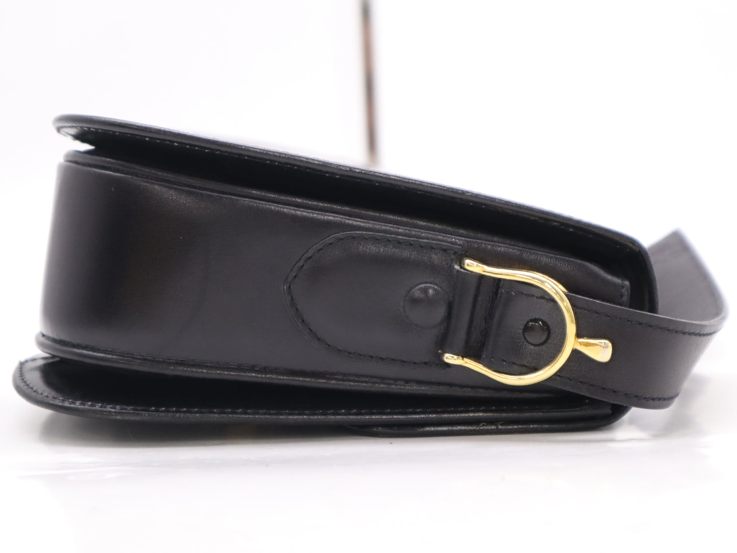 CELINE Leather Shoulder Bag with Carriage Hardware, Black, Includes Dust Bag