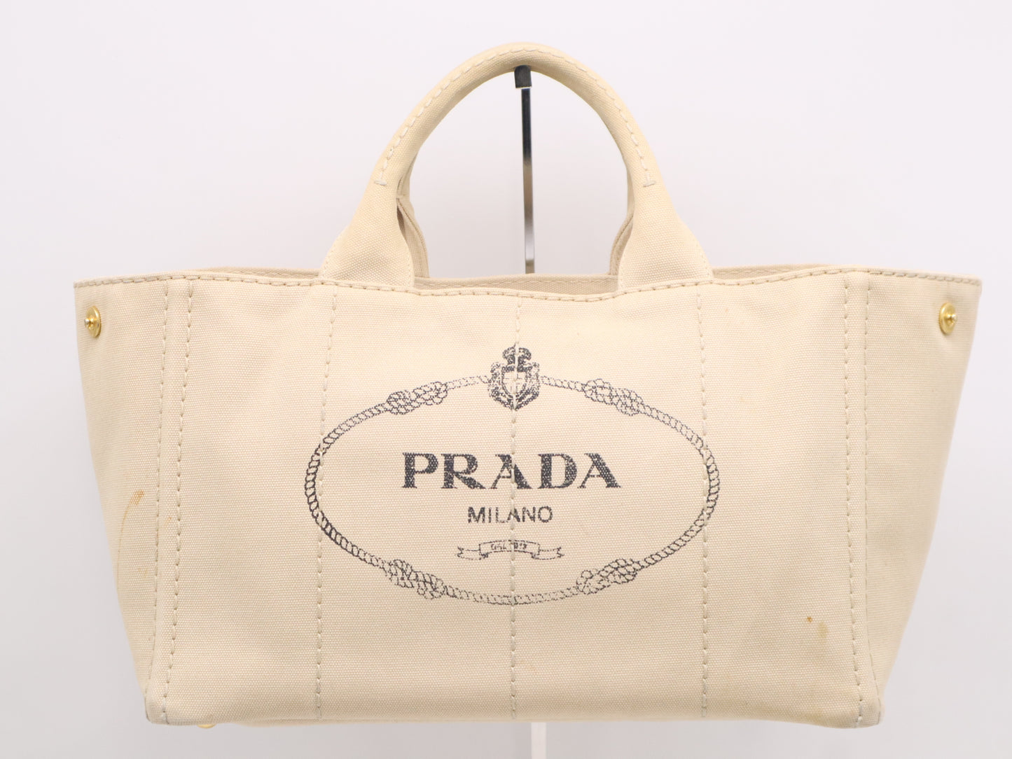 PRADA Canvas Canapa Tote Bag, Beige