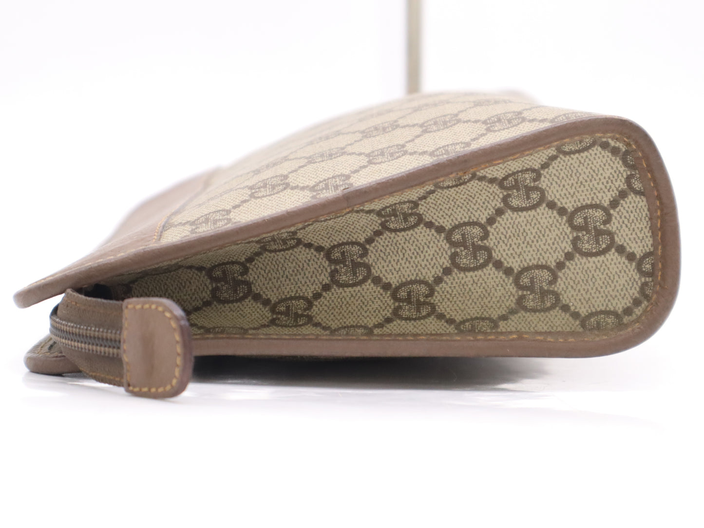 GUCCI GG Supreme 014・122・6063 GG Supreme x Leather Second Bag Brown with Dust Bag