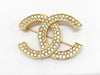 CHANEL GP Coco Mark Rhinestone Brooch Gold Brooch