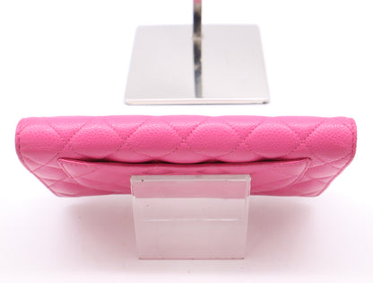 CHANEL Caviar Skin Matelasse Long Wallet with Coco Mark SV Hardware and Pink Seal, 21086404, Box and Dust Bag Included