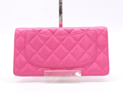 CHANEL Caviar Skin Matelasse Long Wallet with Coco Mark SV Hardware and Pink Seal, 21086404, Box and Dust Bag Included