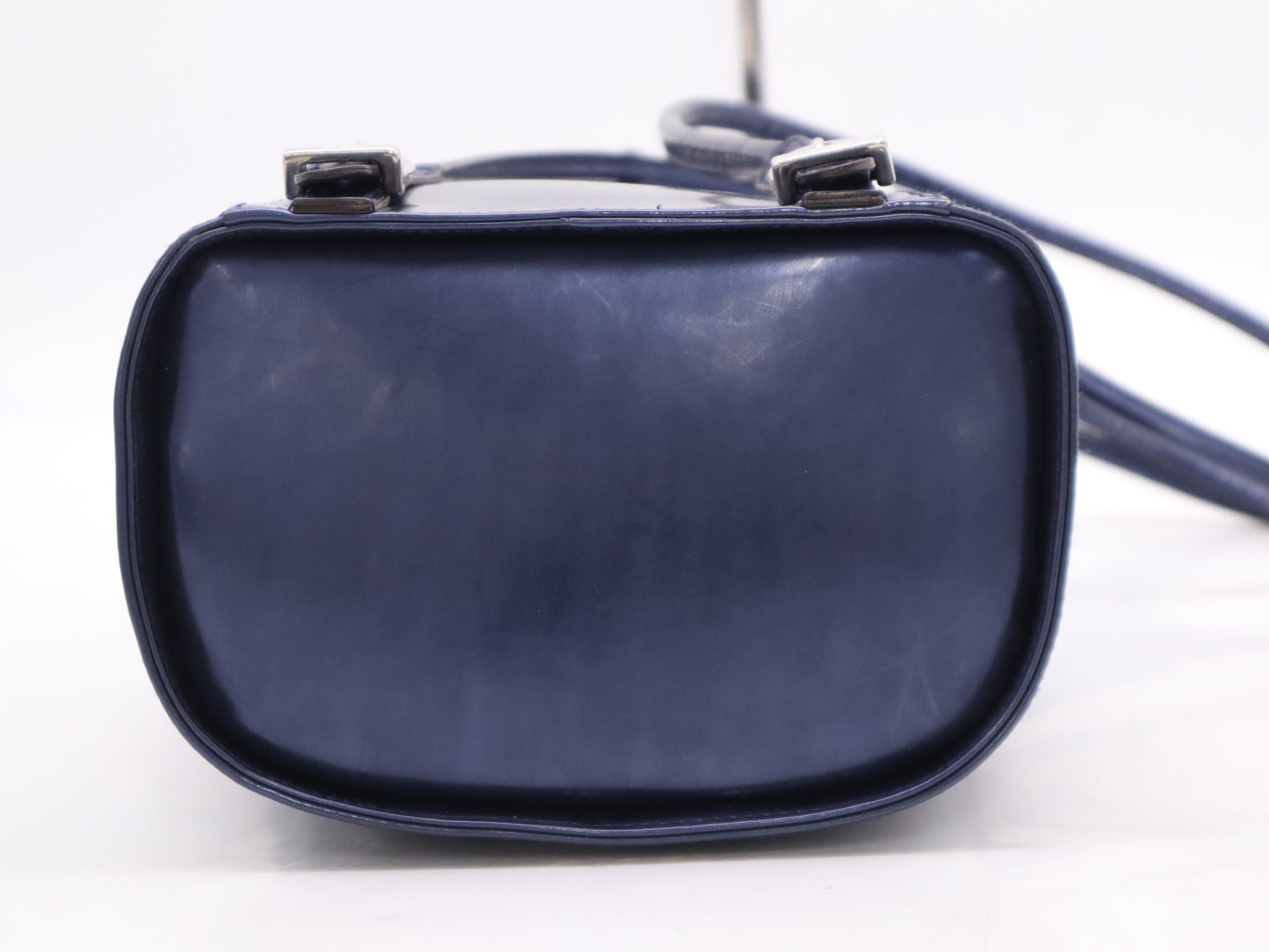 Salvatore Ferragamo Vara Patent Leather Shoulder Bag, Blue, Drawstring Style