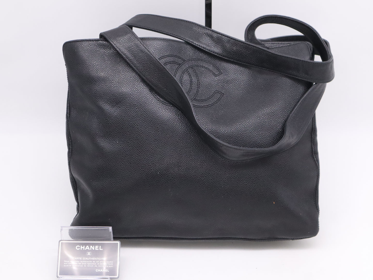 CHANEL Caviar Skin Coco Mark Tote Bag Black Tote Bag