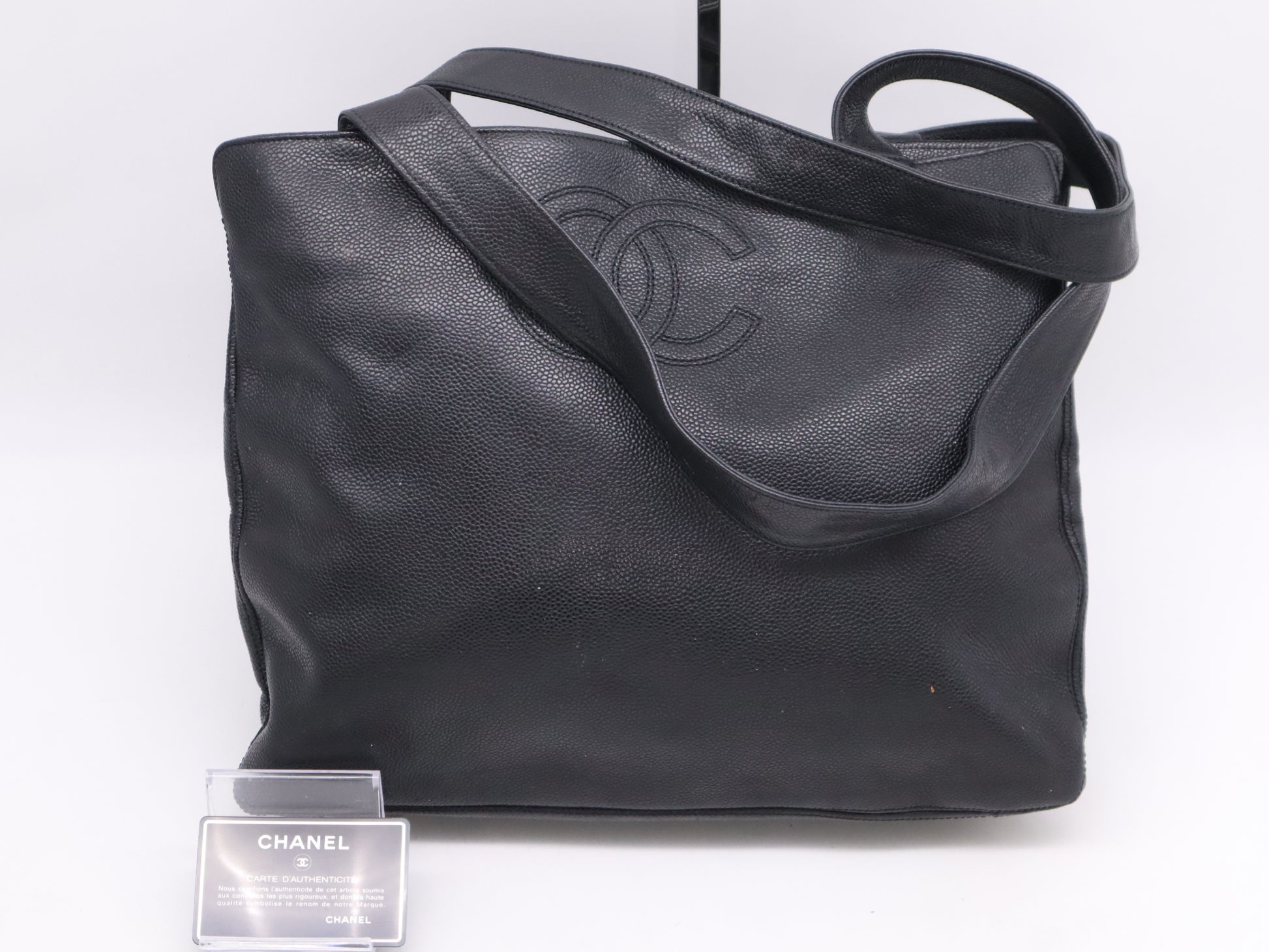 CHANEL Caviar Skin Coco Mark Tote Bag Black Tote Bag