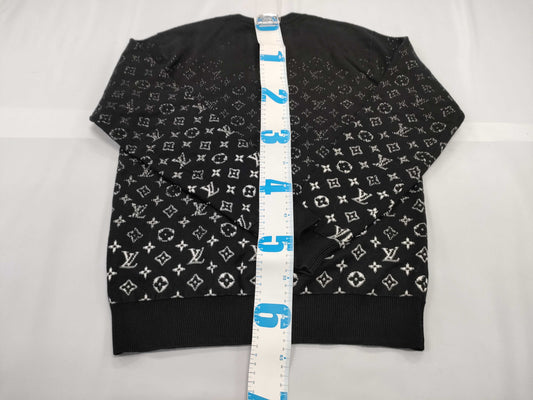 LOUIS VUITTON RM202 USO HJN87W Cotton Virgil Abloh Gradient Monogram Knit? 20AW Size: XS Black Top