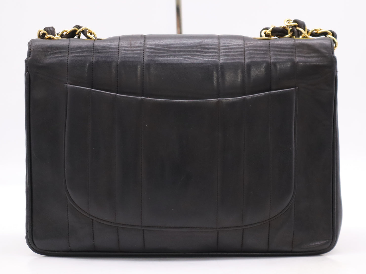 CHANEL Lambskin Mademoiselle 30 S Flap Shoulder Bag with Double Chain, Turn Lock, Grand Design Hardware, Black Seal, 2708278