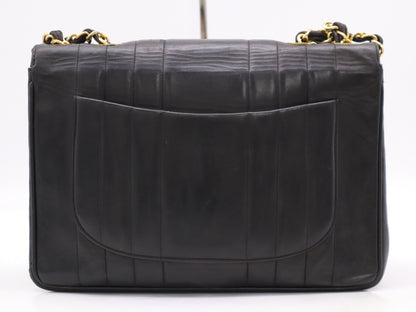 CHANEL Lambskin Mademoiselle 30 S Flap Shoulder Bag with Double Chain, Turn Lock, Grand Design Hardware, Black Seal, 2708278