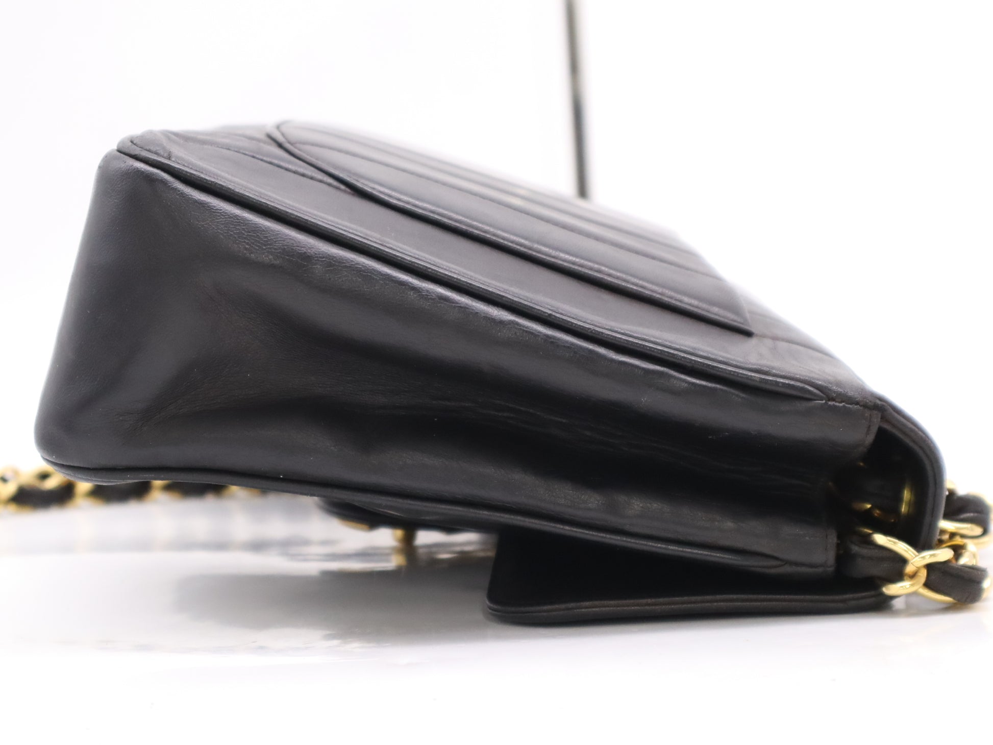 CHANEL Lambskin Mademoiselle 30 S Flap Shoulder Bag with Double Chain, Turn Lock, Grand Design Hardware, Black Seal, 2708278