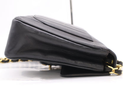 CHANEL Lambskin Mademoiselle 30 S Flap Shoulder Bag with Double Chain, Turn Lock, Grand Design Hardware, Black Seal, 2708278