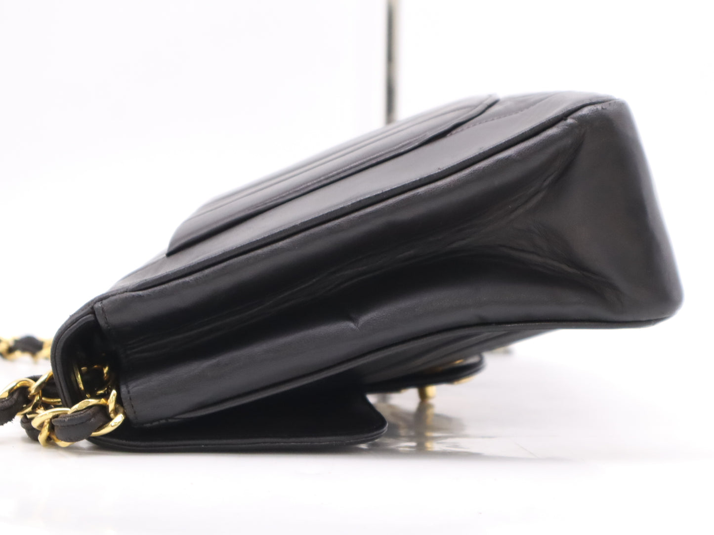 CHANEL Lambskin Mademoiselle 30 S Flap Shoulder Bag with Double Chain, Turn Lock, Grand Design Hardware, Black Seal, 2708278