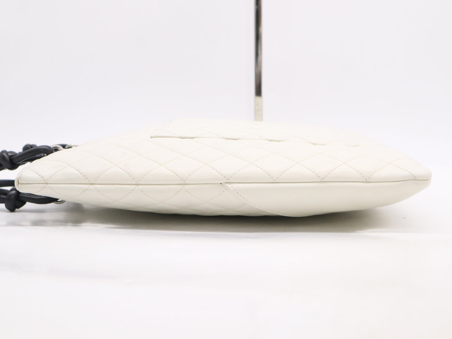 CHANEL Leather Cambon Line Coco Mark Tote Bag, Silver Hardware, White, Sticker, Card, Dust Bag Included, Shoulder Bag 9841047