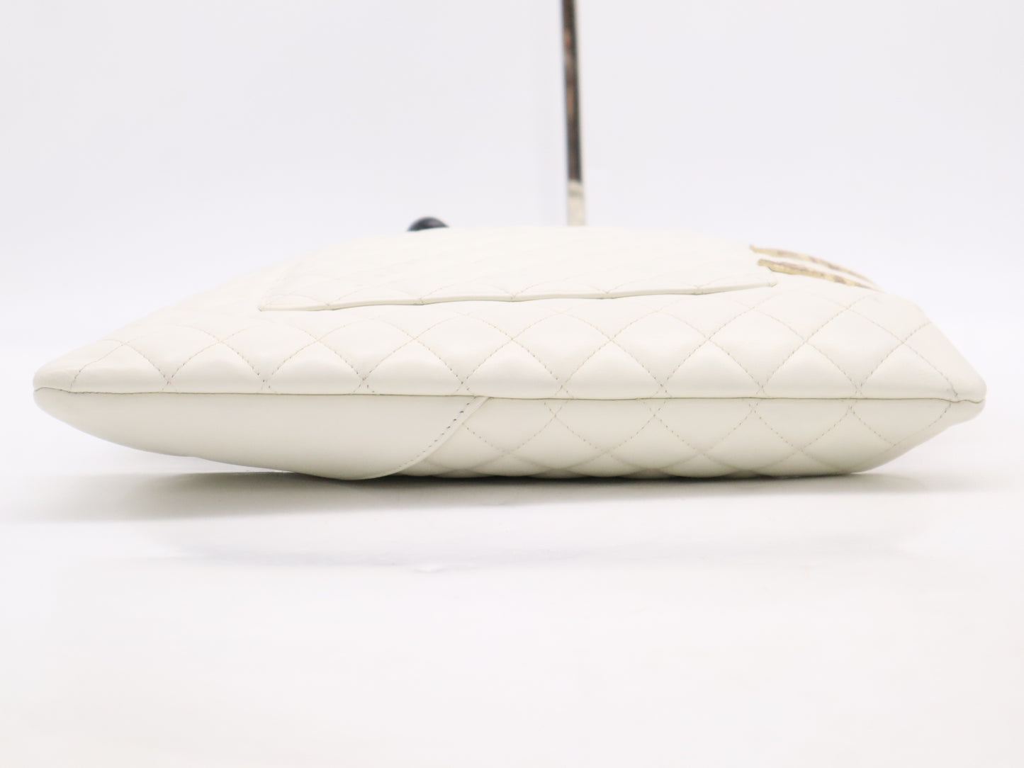 CHANEL Leather Cambon Line Coco Mark Tote Bag, Silver Hardware, White, Sticker, Card, Dust Bag Included, Shoulder Bag 9841047