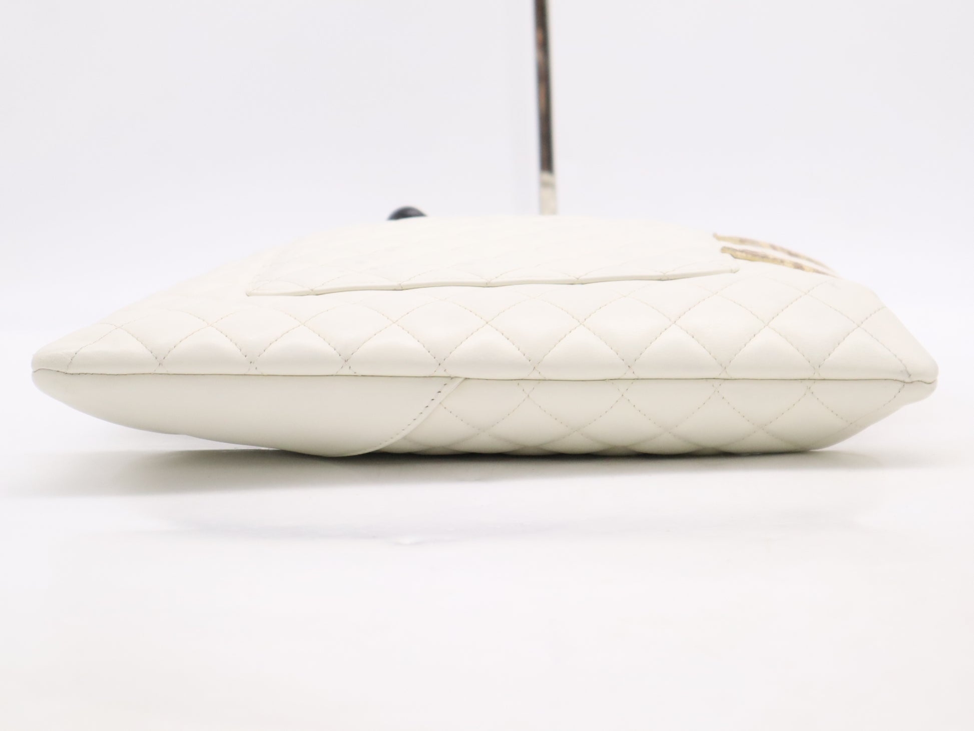 CHANEL Leather Cambon Line Coco Mark Tote Bag, Silver Hardware, White, Sticker, Card, Dust Bag Included, Shoulder Bag 9841047