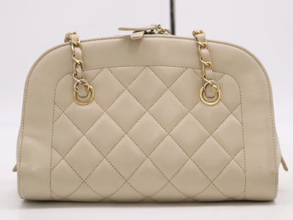CHANEL Lambskin Coco Mark Chain Shoulder Bag with GD Hardware, Beige Seal, 20734019