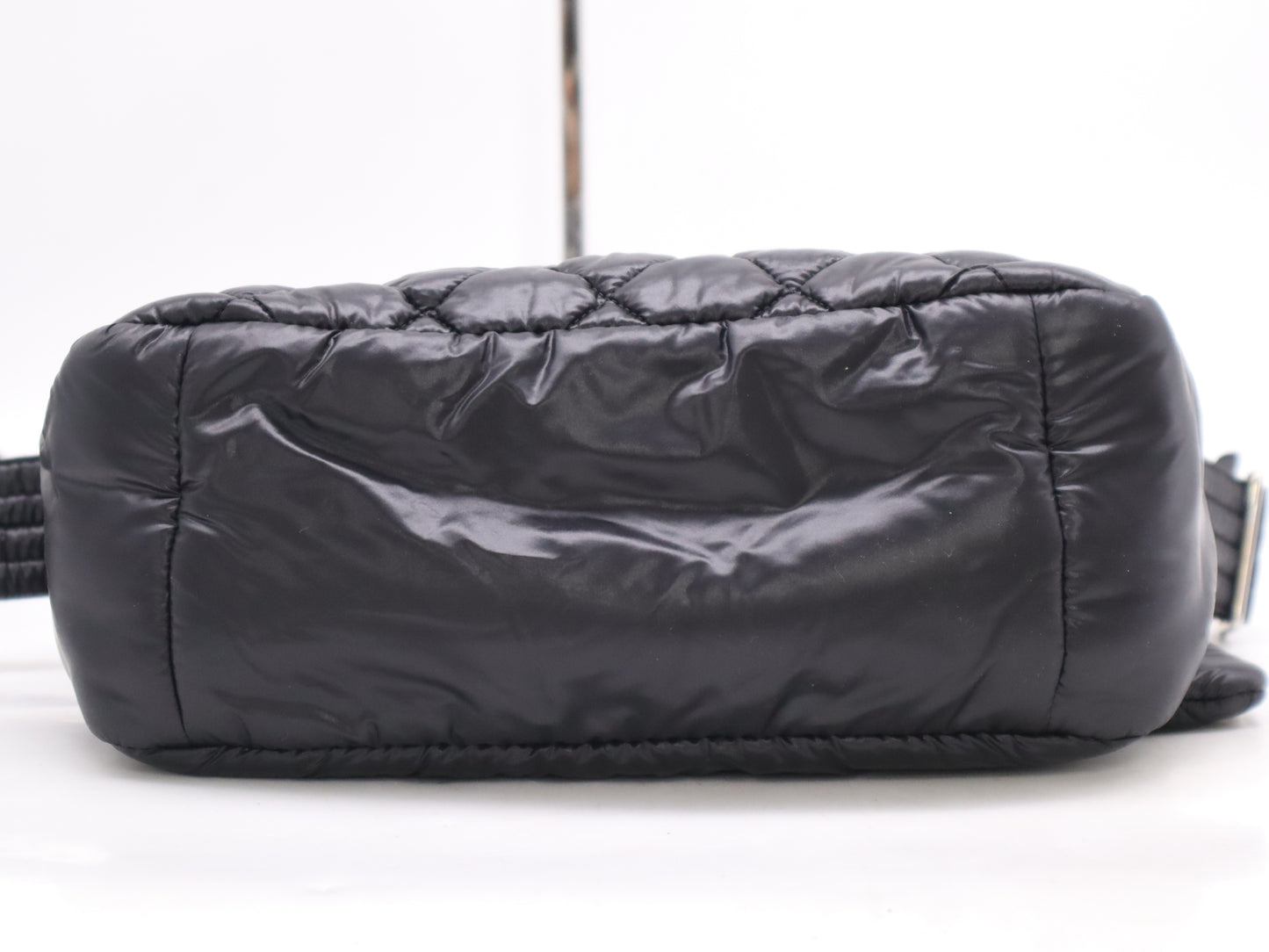 CHANEL Coco Cocoon Nylon Shoulder Bag with Quilted Sterling Silver Hardware and Black Seal, 17326391