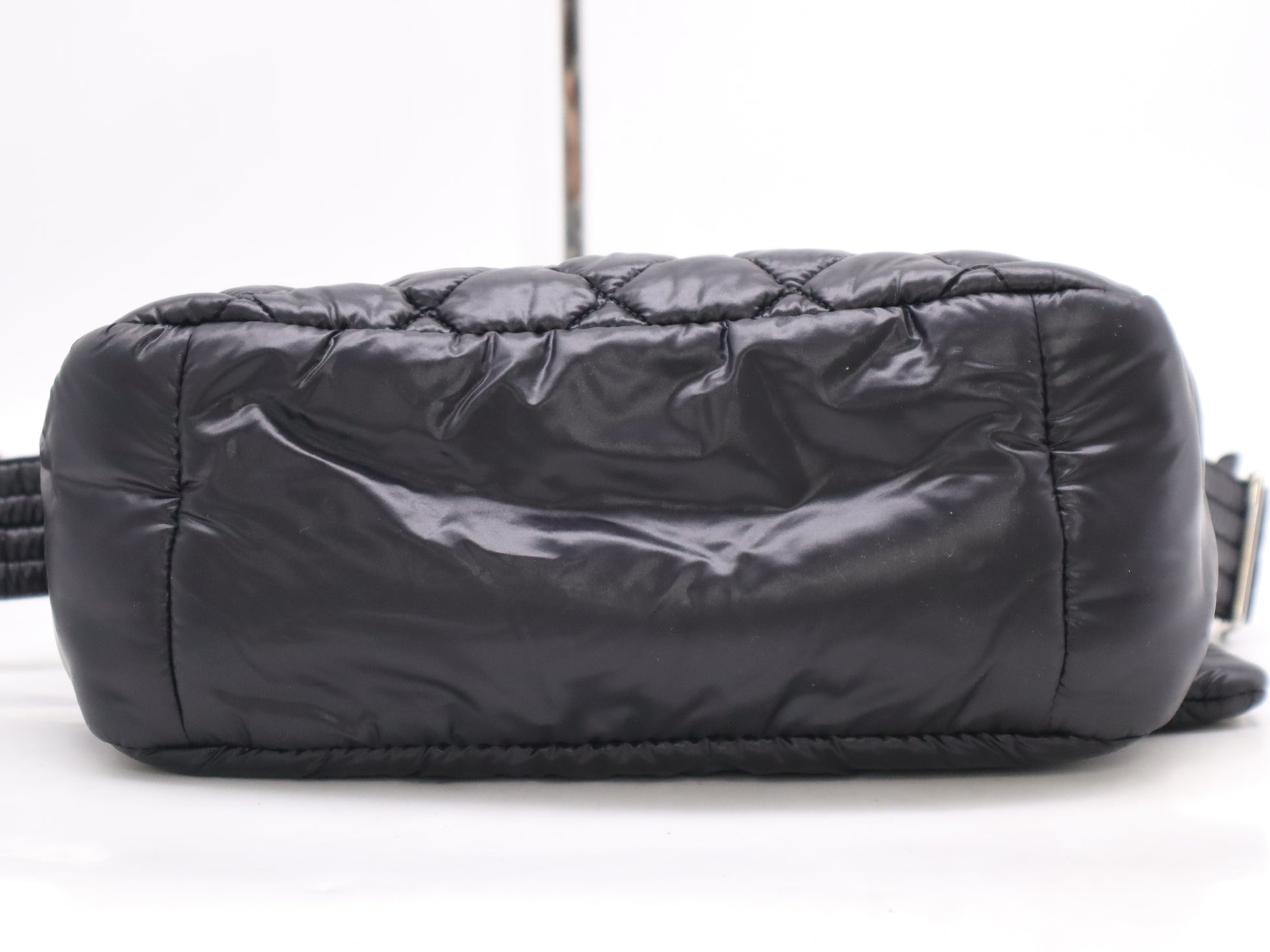 CHANEL Coco Cocoon Nylon Shoulder Bag with Quilted Sterling Silver Hardware and Black Seal, 17326391