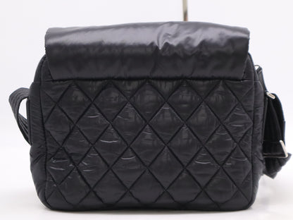 CHANEL Coco Cocoon Nylon Shoulder Bag with Quilted Sterling Silver Hardware and Black Seal, 17326391