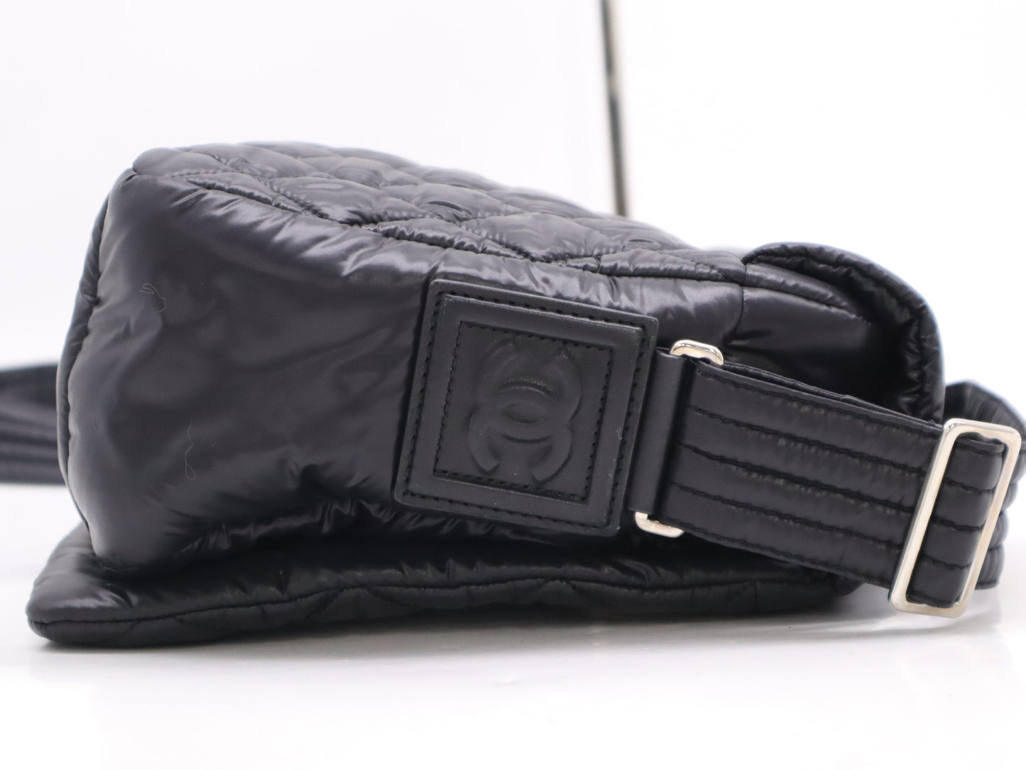CHANEL Coco Cocoon Nylon Shoulder Bag with Quilted Sterling Silver Hardware and Black Seal, 17326391