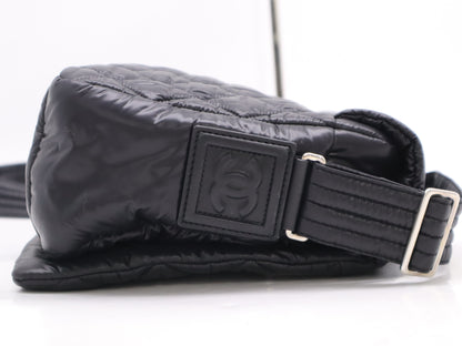 CHANEL Coco Cocoon Nylon Shoulder Bag with Quilted Sterling Silver Hardware and Black Seal, 17326391