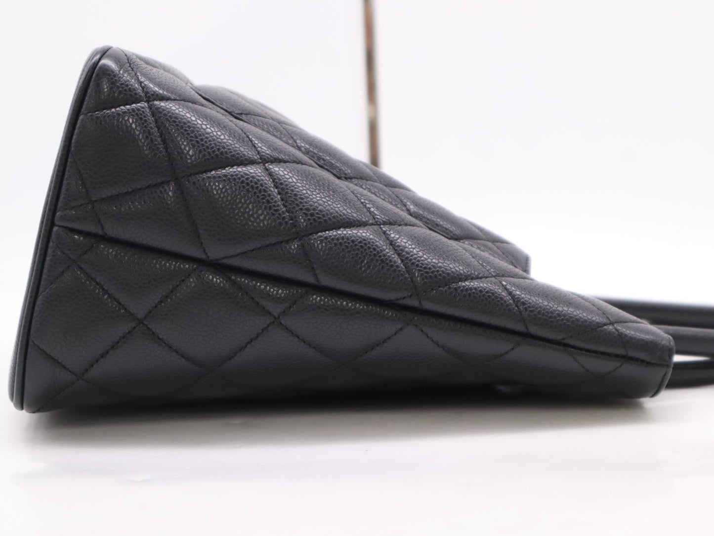 CHANEL Caviar Skin Reproduction Tote Bag with Coco Mark, Silver Hardware, Black Seal, 6705840