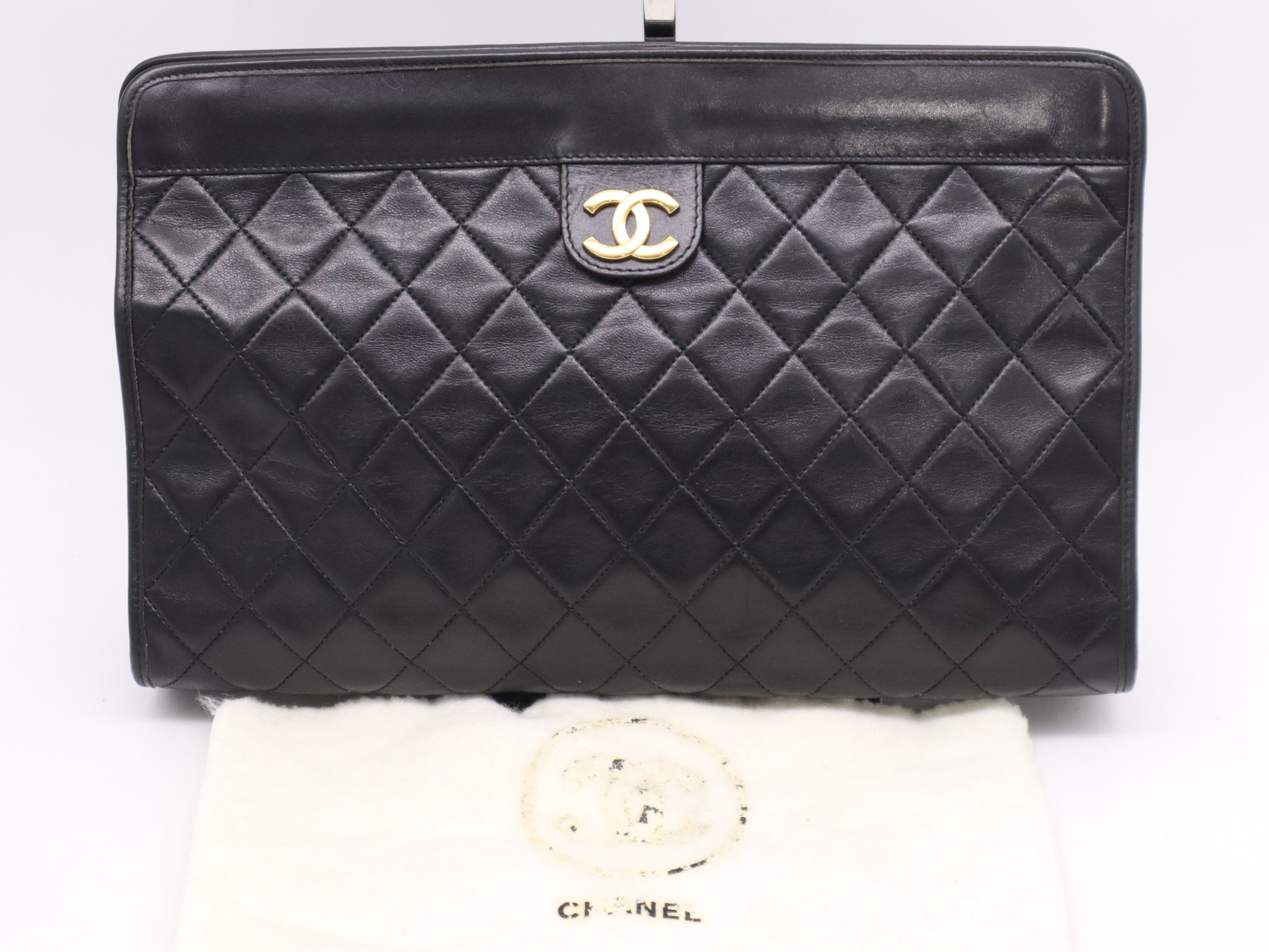 CHANEL Matelasse Lambskin Coco Mark Second Bag with Black GD Hardware and Dust Bag