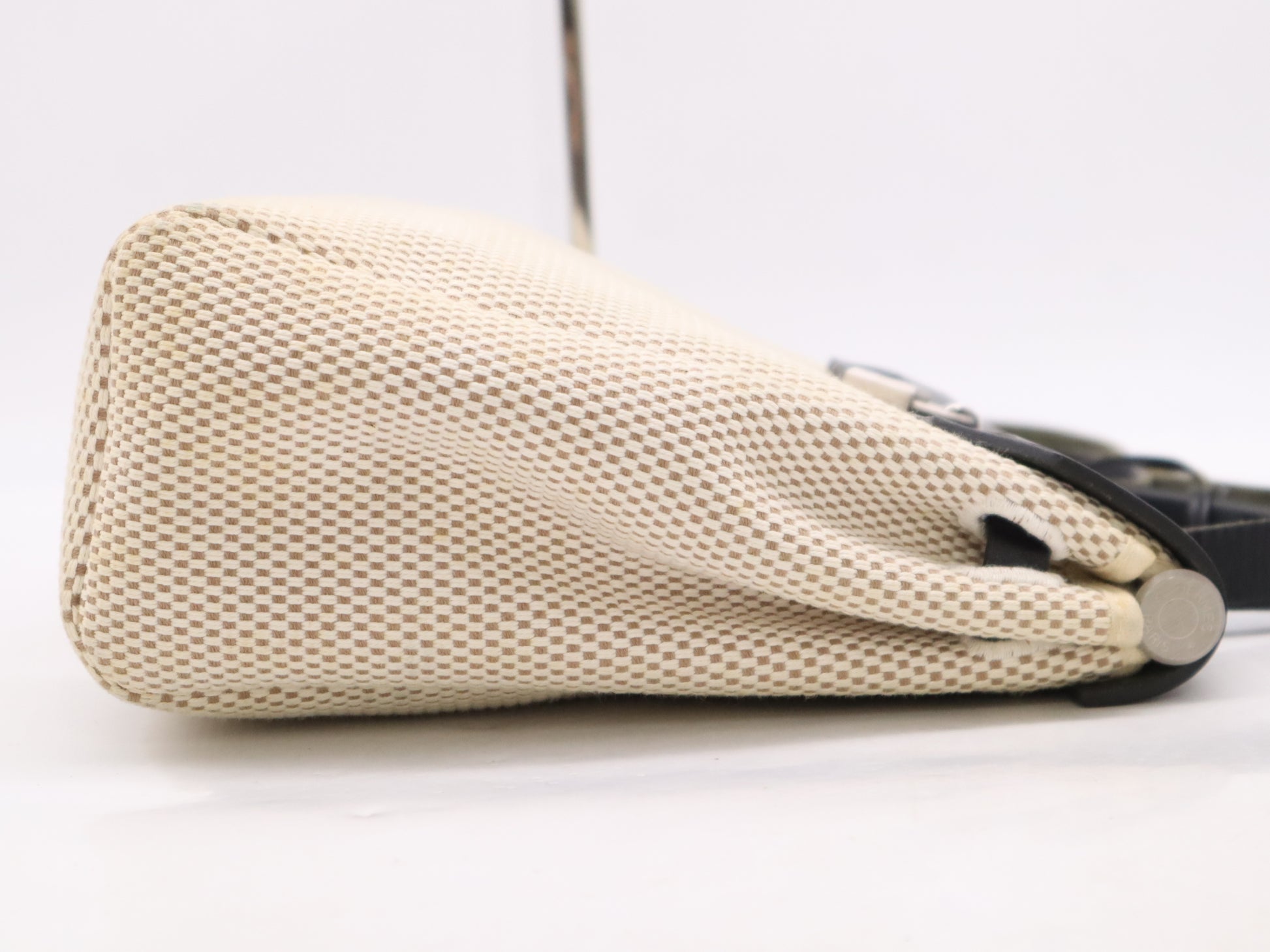 HERMES Airbag Toile Officier □G Stamp Airbag PM Black Tote Bag with Cloche, Cadena, 2 Keys, and Dust Bag