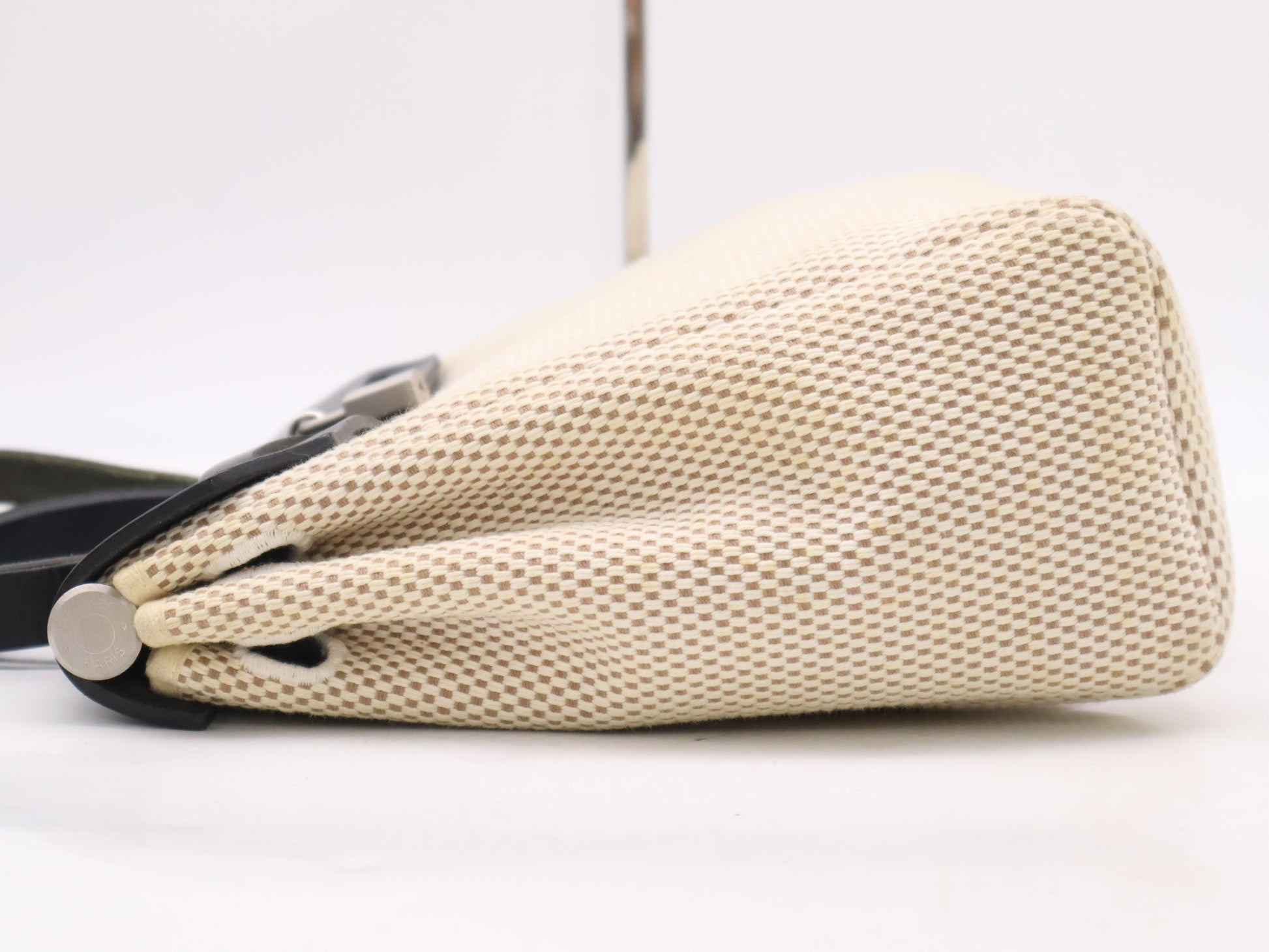 HERMES Airbag Toile Officier □G Stamp Airbag PM Black Tote Bag with Cloche, Cadena, 2 Keys, and Dust Bag