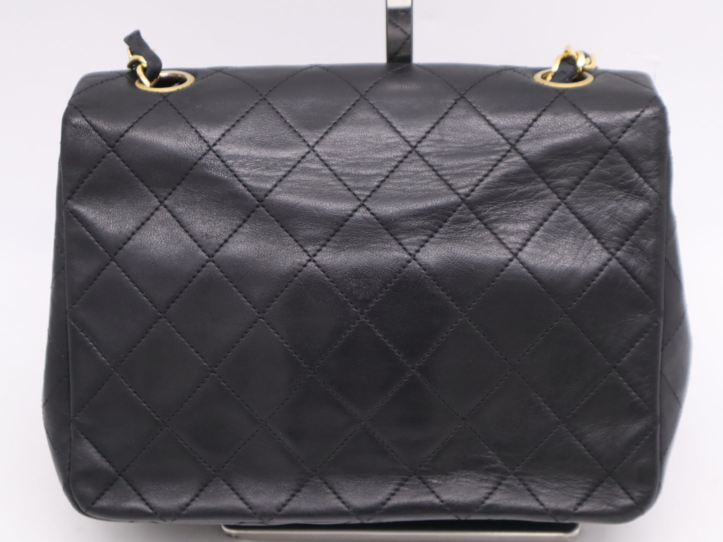 CHANEL Lambskin Matelasse 19 S Flap S Chain Turn Lock Gold Hardware Black Shoulder Bag