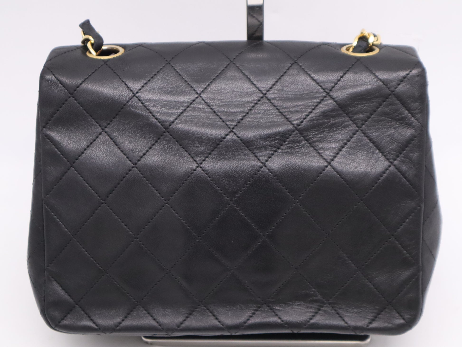 CHANEL Lambskin Matelasse 19 S Flap S Chain Turn Lock Gold Hardware Black Shoulder Bag